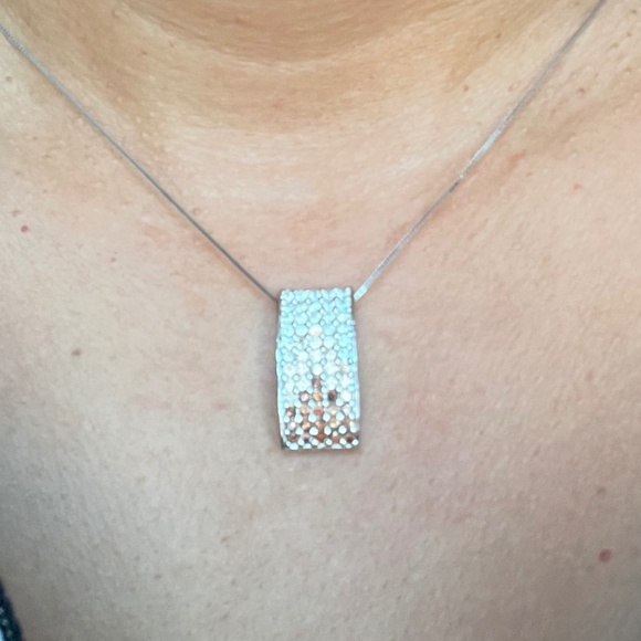 Dual sided cz paved stones mixed color rectangular pendant - Picture 12 of 16